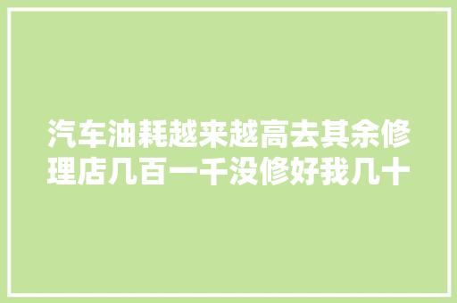 汽车油耗越来越高去其余修理店几百一千没修好我几十一百搞定