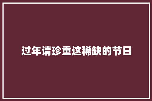 过年请珍重这稀缺的节日