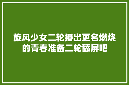 旋风少女二轮播出更名燃烧的青春准备二轮舔屏吧