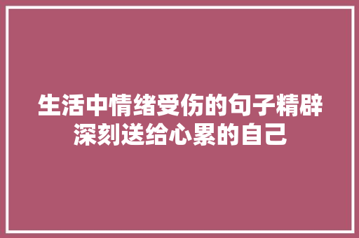 生活中情绪受伤的句子精辟深刻送给心累的自己