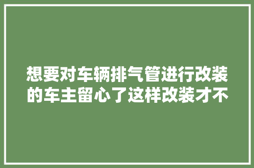 想要对车辆排气管进行改装的车主留心了这样改装才不毁车