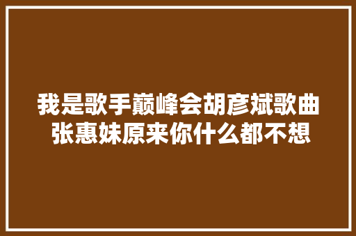 我是歌手巅峰会胡彦斌歌曲 张惠妹原来你什么都不想要歌词