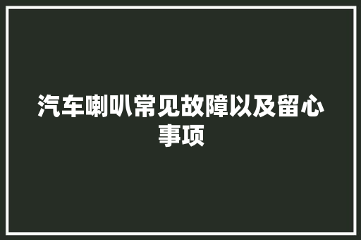 汽车喇叭常见故障以及留心事项