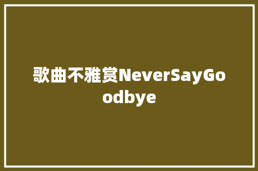 歌曲不雅赏NeverSayGoodbye