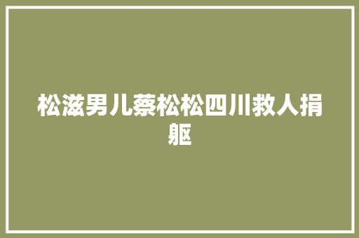 松滋男儿蔡松松四川救人捐躯