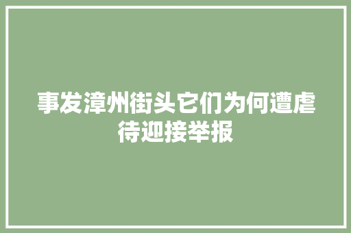 事发漳州街头它们为何遭虐待迎接举报