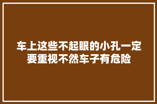 车上这些不起眼的小孔一定要重视不然车子有危险