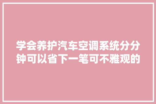 学会养护汽车空调系统分分钟可以省下一笔可不雅观的费用
