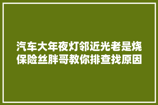 汽车大年夜灯邻近光老是烧保险丝胖哥教你排查找原因