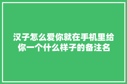 汉子怎么爱你就在手机里给你一个什么样子的备注名