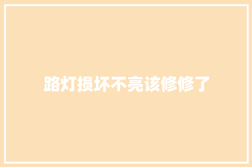 路灯损坏不亮该修修了