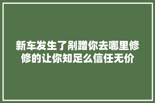 新车发生了剐蹭你去哪里修修的让你知足么信任无价 汽车知识