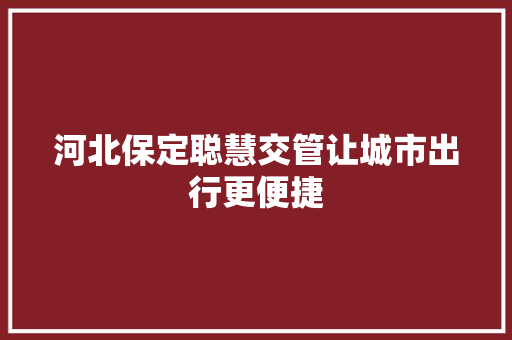 河北保定聪慧交管让城市出行更便捷
