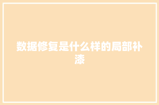 数据修复是什么样的局部补漆