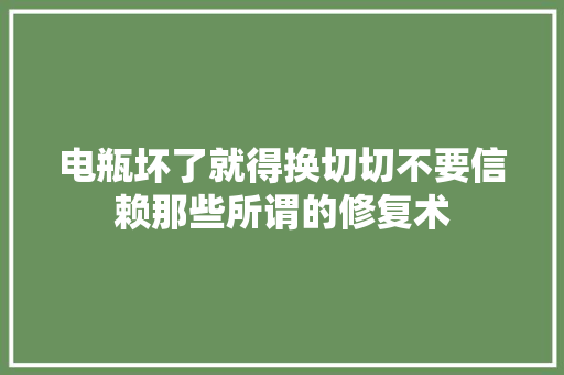 电瓶坏了就得换切切不要信赖那些所谓的修复术