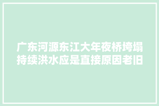 广东河源东江大年夜桥垮塌持续洪水应是直接原因老旧悬砌拱桥隐患袒露