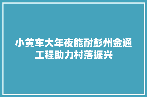 小黄车大年夜能耐彭州金通工程助力村落振兴