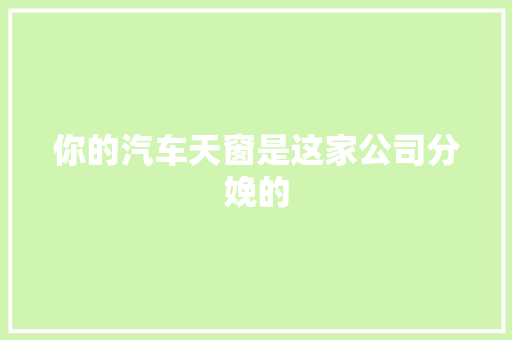 你的汽车天窗是这家公司分娩的