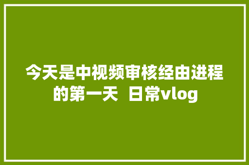 今天是中视频审核经由进程的第一天  日常vlog