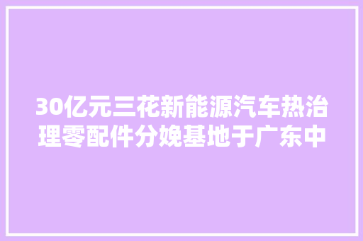 30亿元三花新能源汽车热治理零配件分娩基地于广东中山开工