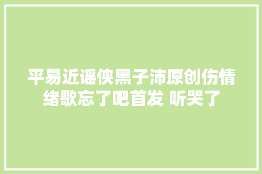 平易近谣侠黑子沛原创伤情绪歌忘了吧首发 听哭了 休闲娱乐