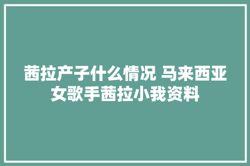 茜拉产子什么情况 马来西亚女歌手茜拉小我资料