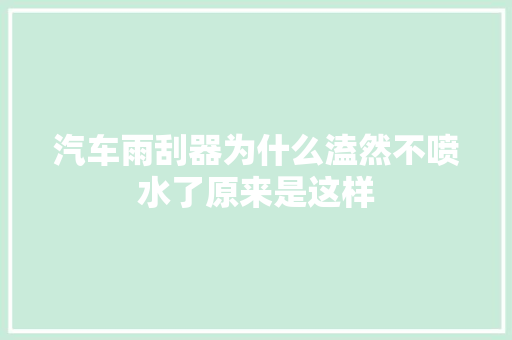 汽车雨刮器为什么溘然不喷水了原来是这样