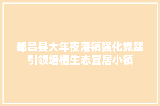 都昌县大年夜港镇强化党建引领培植生态宜居小镇
