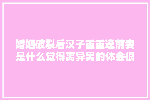 婚姻破裂后汉子重重逢前妻是什么觉得离异男的体会很刻骨