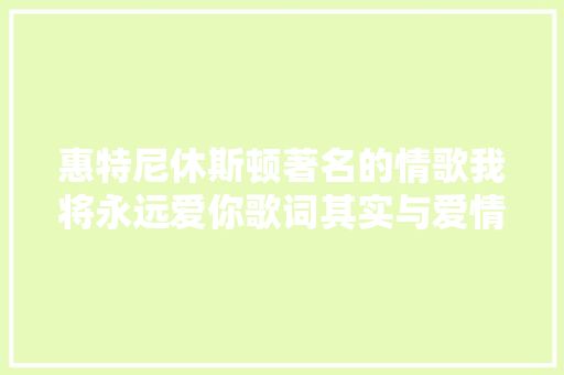 惠特尼休斯顿著名的情歌我将永远爱你歌词其实与爱情无关