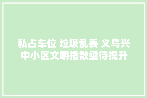 私占车位 垃圾乱丢 义乌兴中小区文明指数亟待提升