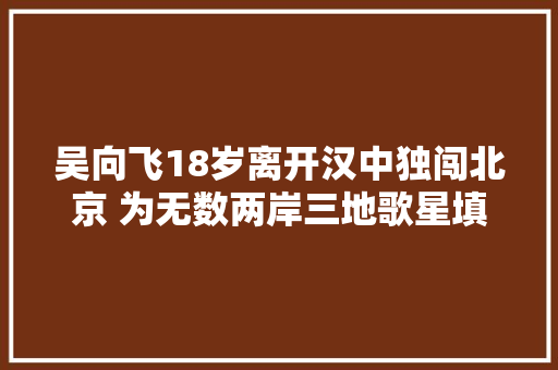 吴向飞18岁离开汉中独闯北京 为无数两岸三地歌星填词 天才