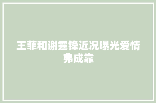 王菲和谢霆锋近况曝光爱情弗成靠