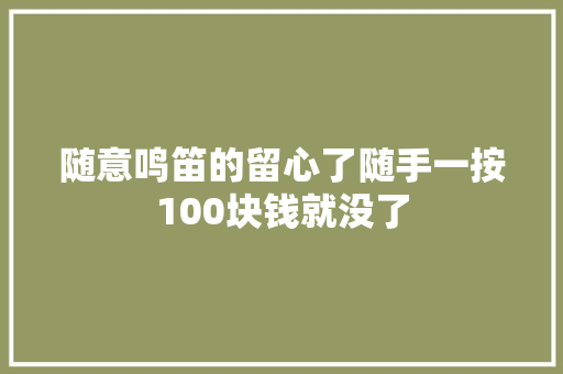 随意鸣笛的留心了随手一按100块钱就没了