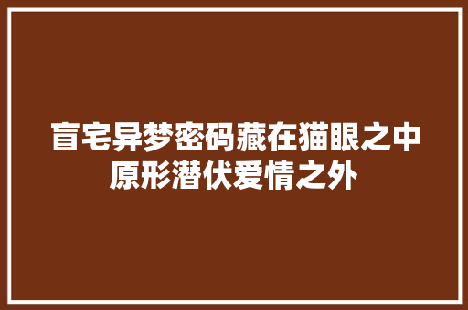 盲宅异梦密码藏在猫眼之中原形潜伏爱情之外