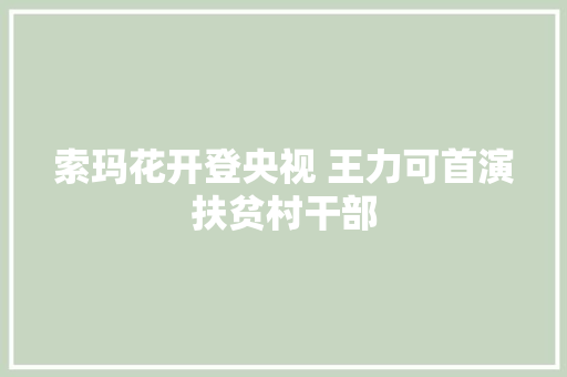 索玛花开登央视 王力可首演扶贫村干部