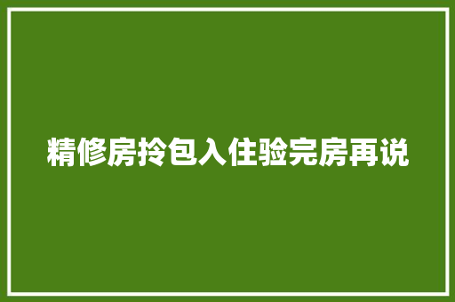 精修房拎包入住验完房再说