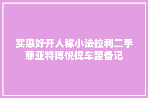 实惠好开人称小法拉利二手菲亚特博悦提车整备记