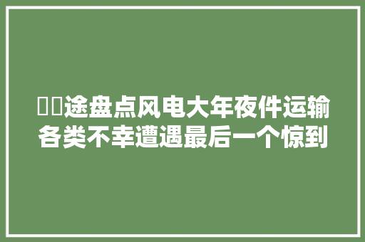 ​囧途盘点风电大年夜件运输各类不幸遭遇最后一个惊到了