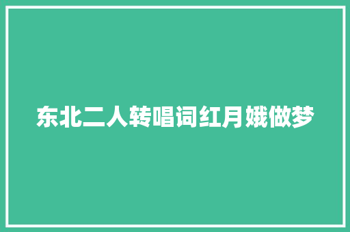 东北二人转唱词红月娥做梦
