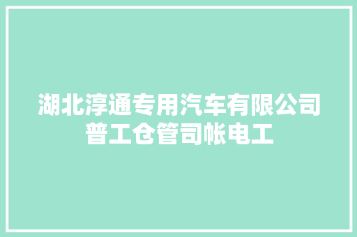 湖北淳通专用汽车有限公司普工仓管司帐电工