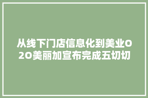 从线下门店信息化到美业O2O美丽加宣布完成五切切公民币PreA融资