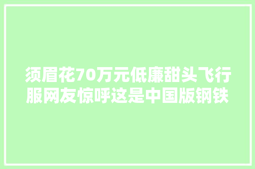 须眉花70万元低廉甜头飞行服网友惊呼这是中国版钢铁侠