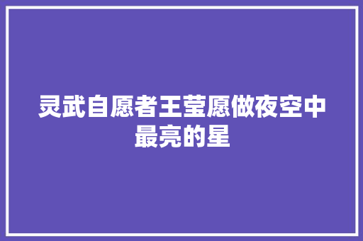 灵武自愿者王莹愿做夜空中最亮的星