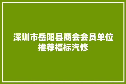 深圳市岳阳县商会会员单位推荐福标汽修