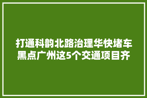 打通科韵北路治理华快堵车黑点广州这5个交通项目齐开工