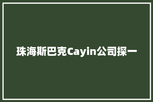 珠海斯巴克Cayin公司探一