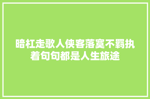 暗杠走歌人侠客落寞不羁执着句句都是人生旅途