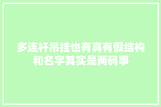 多连杆吊挂也有真有假结构和名字其实是两码事