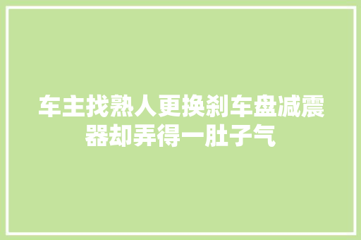 车主找熟人更换刹车盘减震器却弄得一肚子气